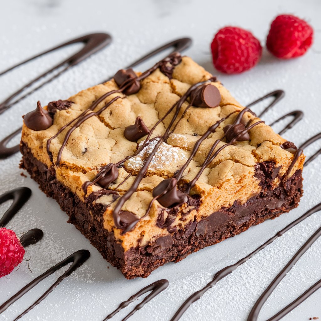 Delicious brookie with a fudgy brownie base and a chewy cookie top, perfect for anyone searching for the best brookie recipe to try at home.