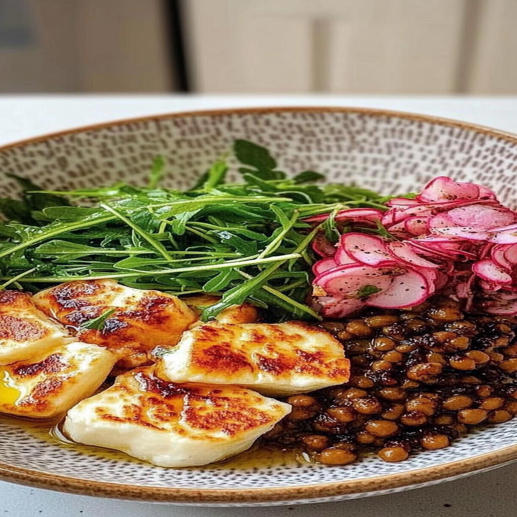 Recipe preparation for Summer Bowl with Hot Honey Halloumi