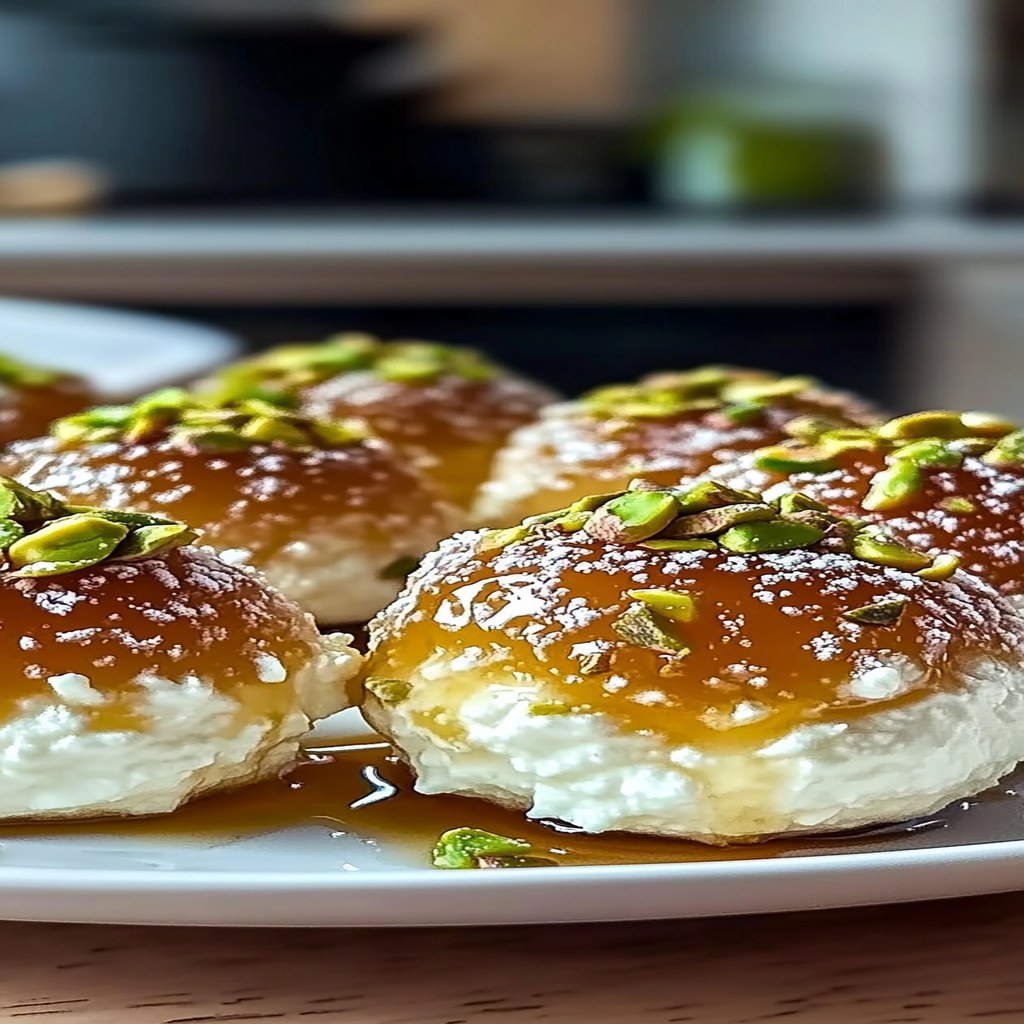 Recipe preparation for Creamy Ricotta Pistachio Honey Bites