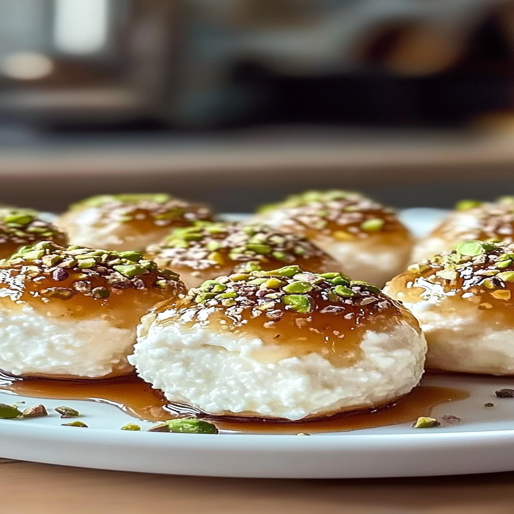 Recipe preparation for Creamy Ricotta Pistachio Honey Bites