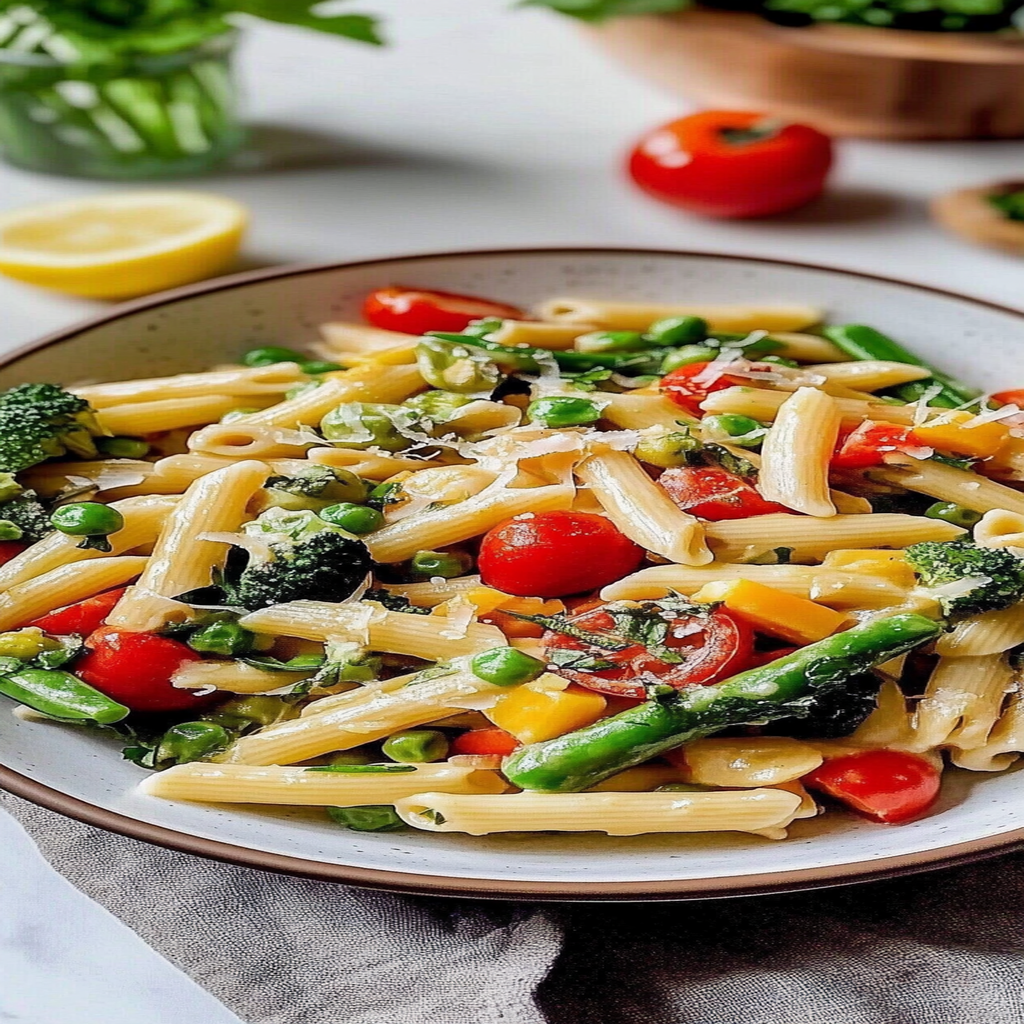 Recipe preparation for Pasta Primavera Vegetable Medley