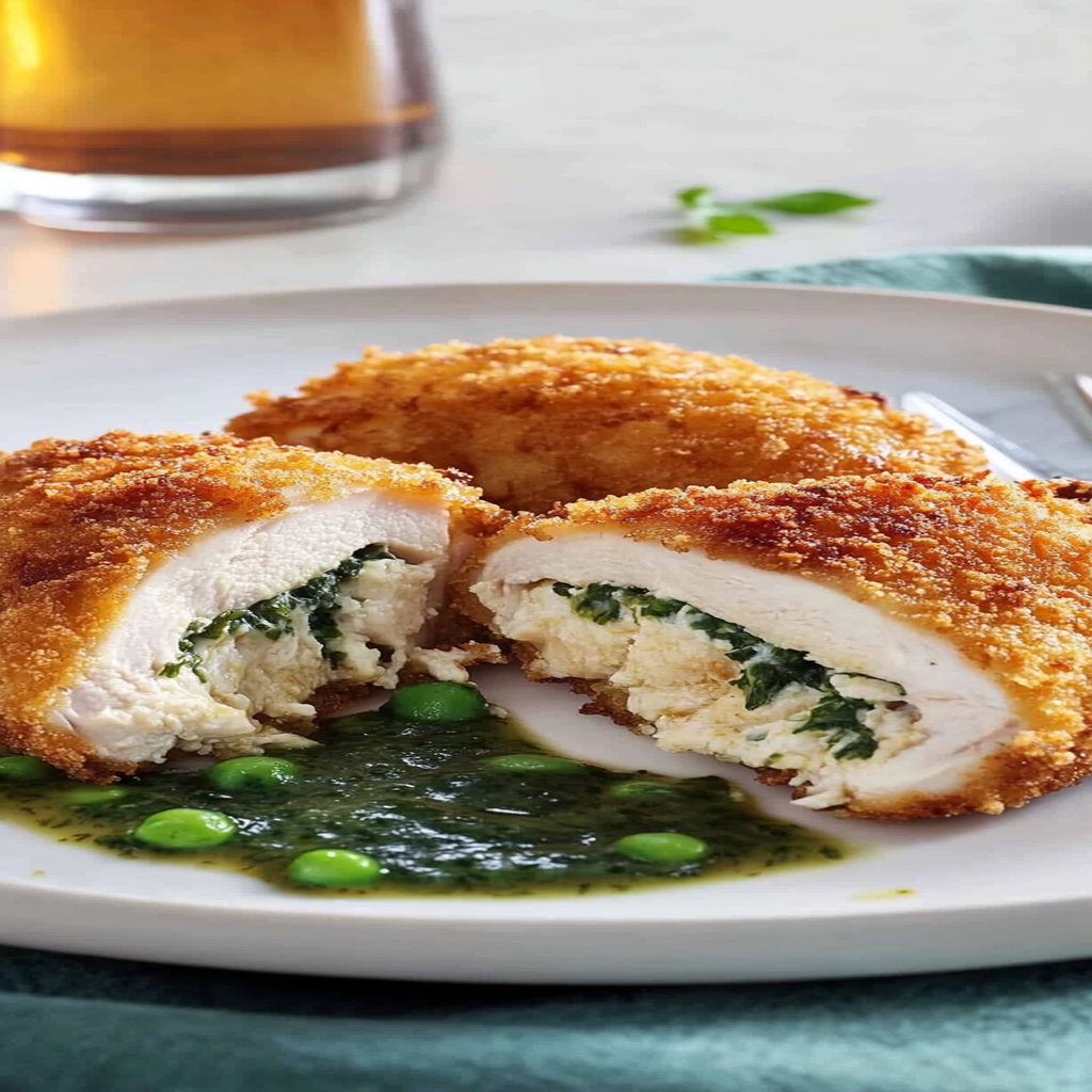 Recipe preparation for Crispy Chicken Kiev Delight