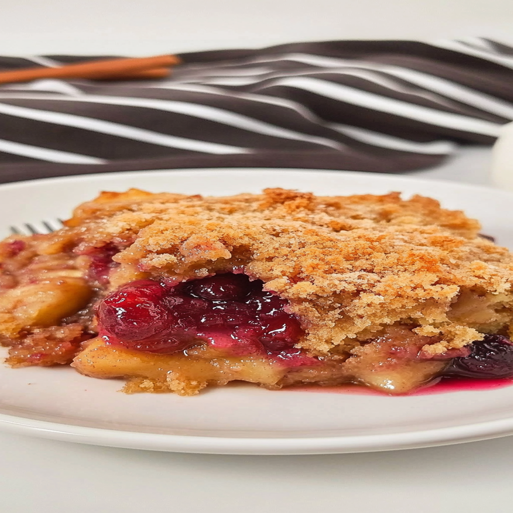 Recipe preparation for Apple Cranberry Christmas Dump Cake