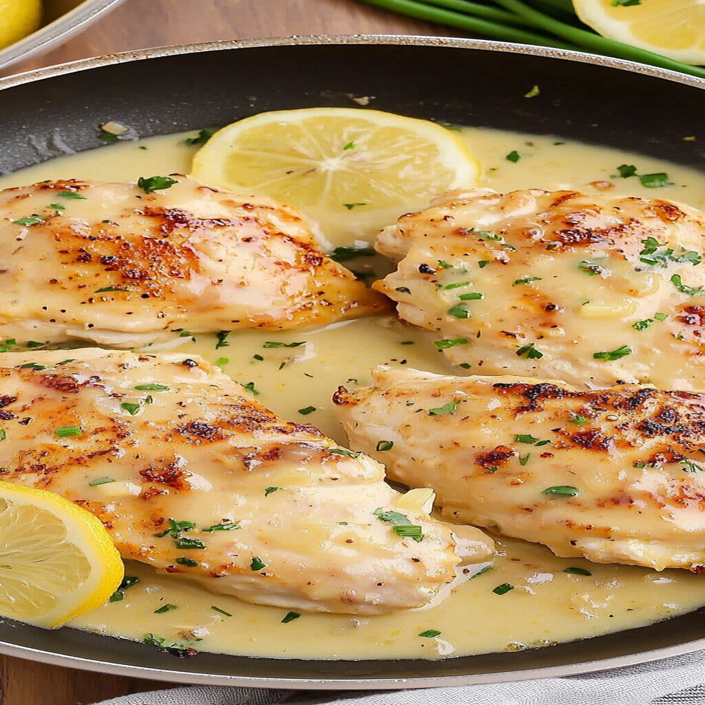 Recipe preparation for Garlic Lemon Chicken Skillet