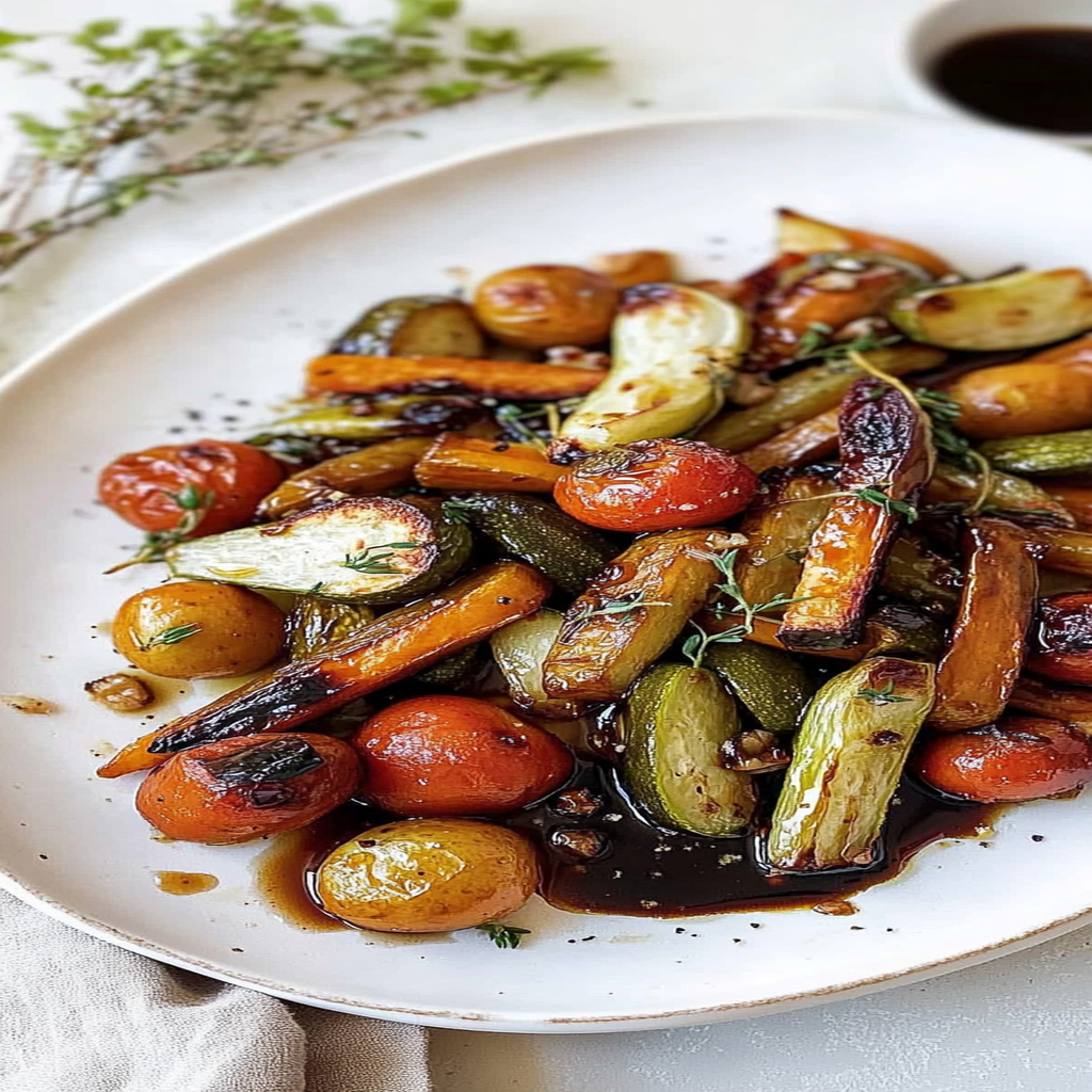 Recipe preparation for Sheet Pan Roast Veggies with Honey Balsamic Glaze