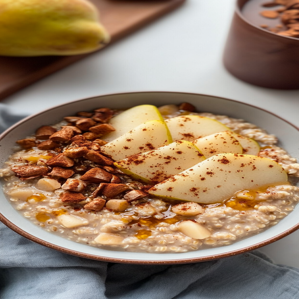 Recipe preparation for Spiced Pear & Barley Breakfast Porridge