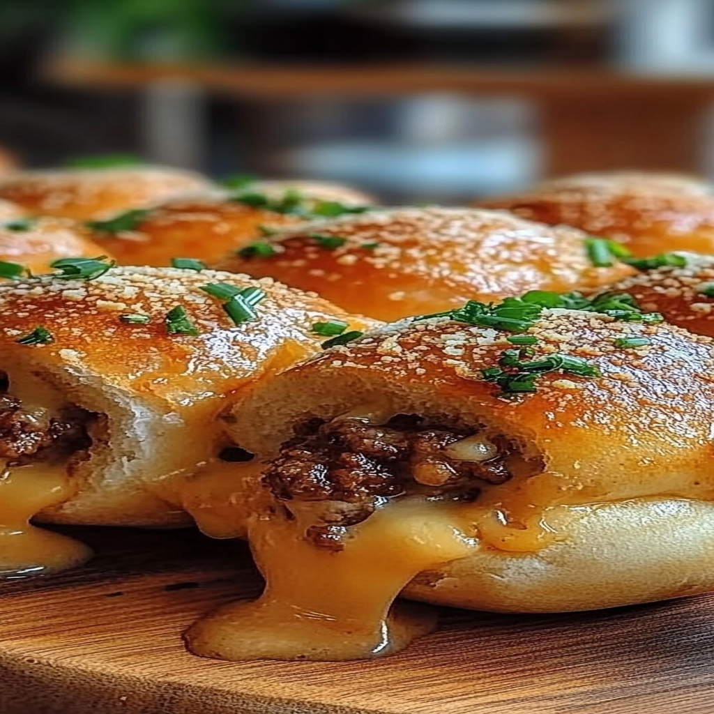 Recipe preparation for Garlic Parmesan Cheeseburger Bombs