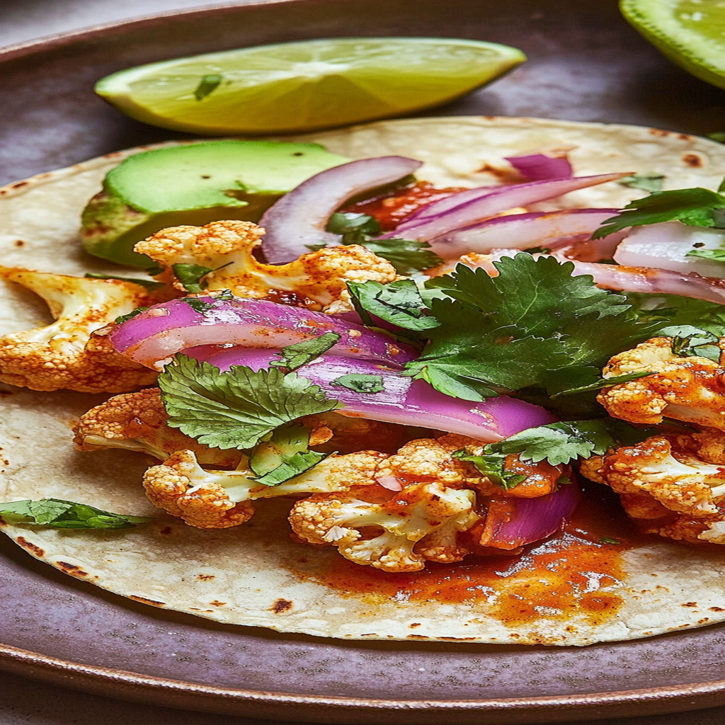 Recipe preparation for 30 minute Chipotle Lime Cauliflower Tacos