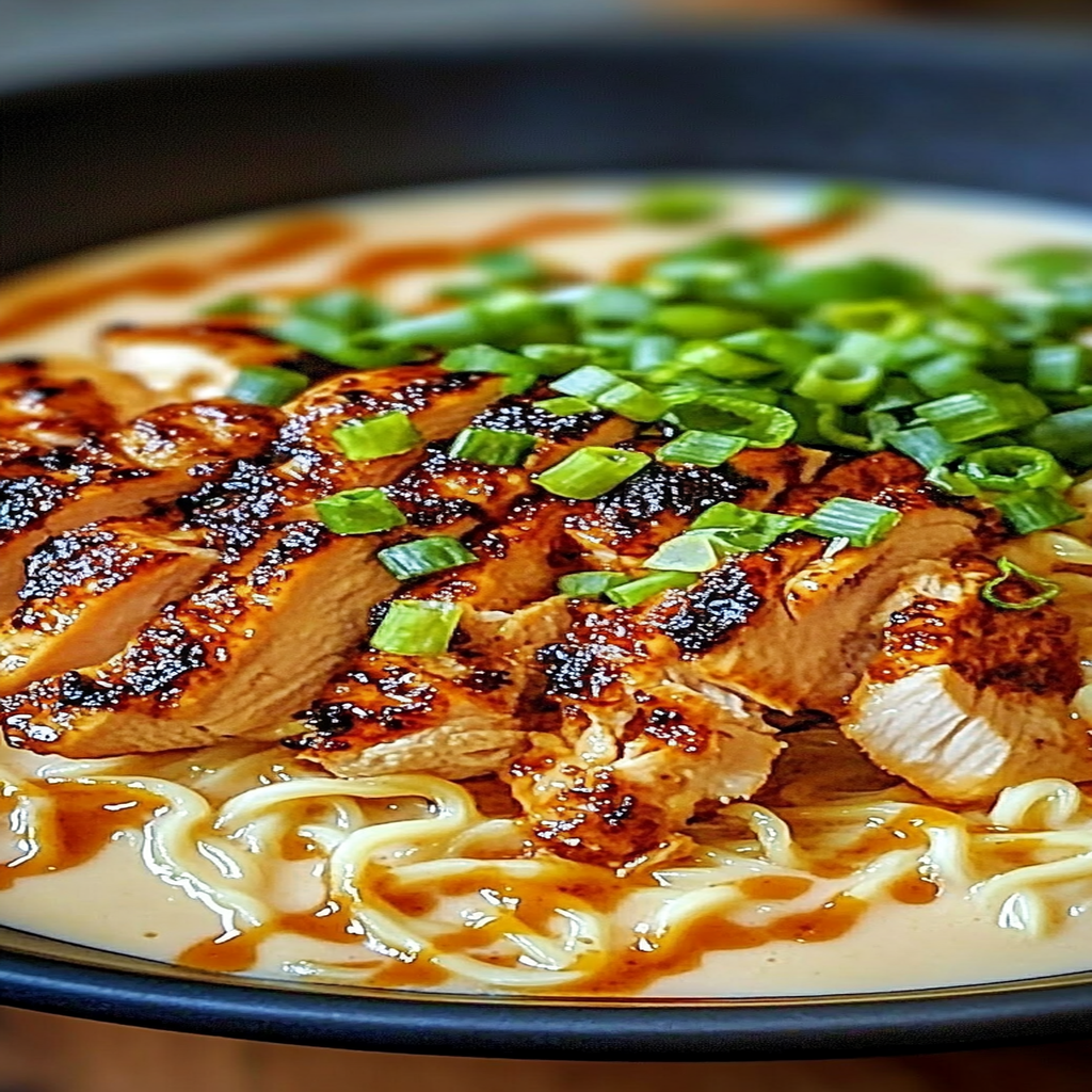 Recipe preparation for Fiery Chicken Ramen with Creamy Garlic Sauce