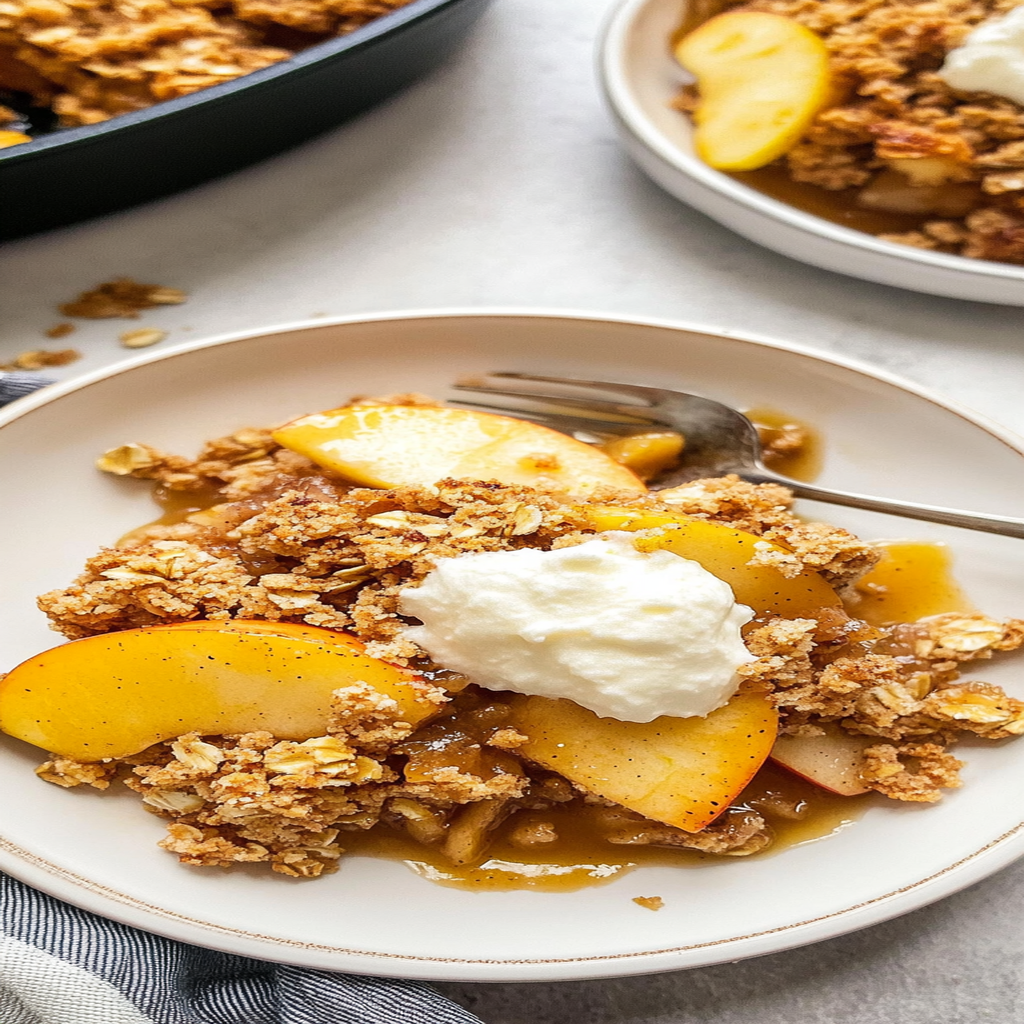 Recipe preparation for apple crisp with oat crumble