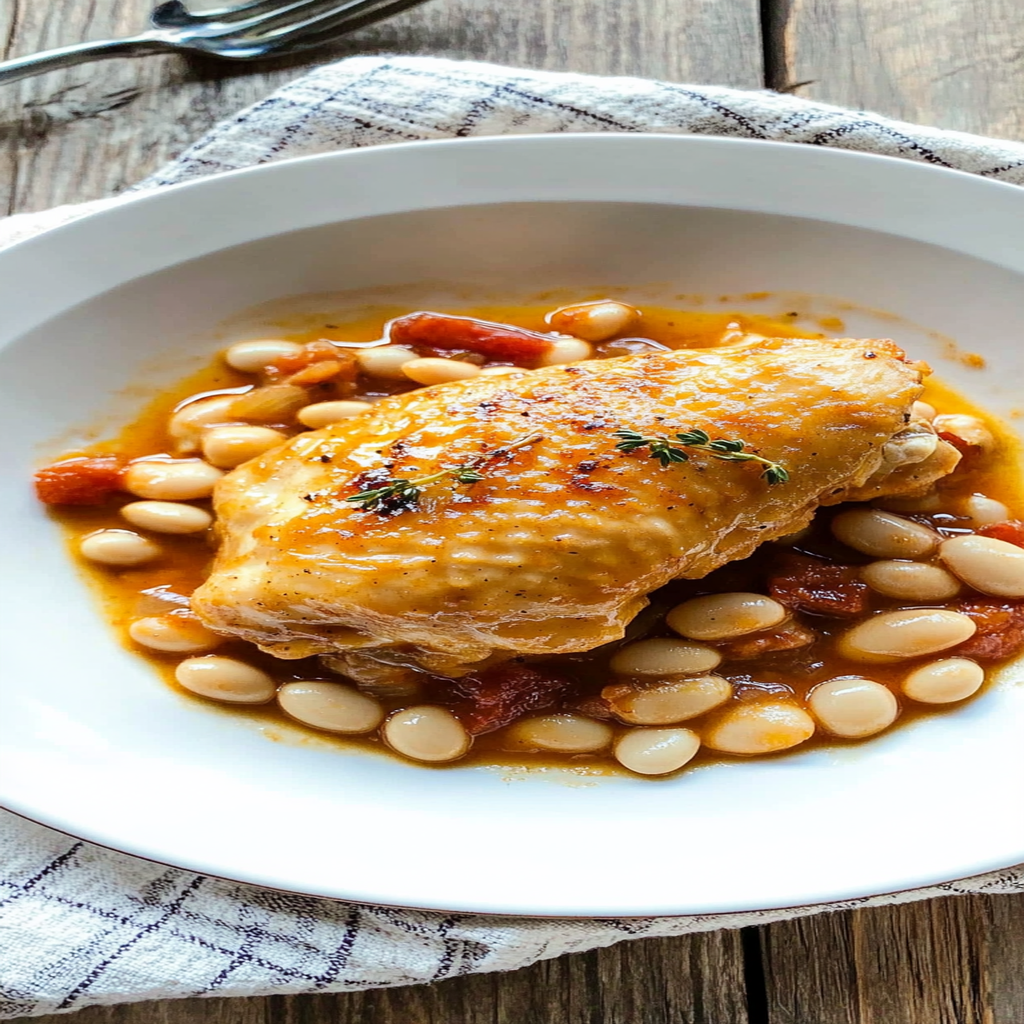 Recipe preparation for creamy tuscan chicken with white beans