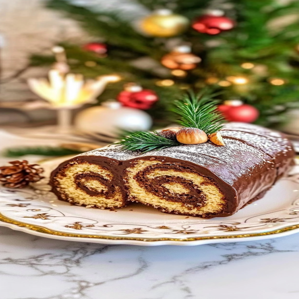 Recipe preparation for Chocolate Hazelnut Christmas Log