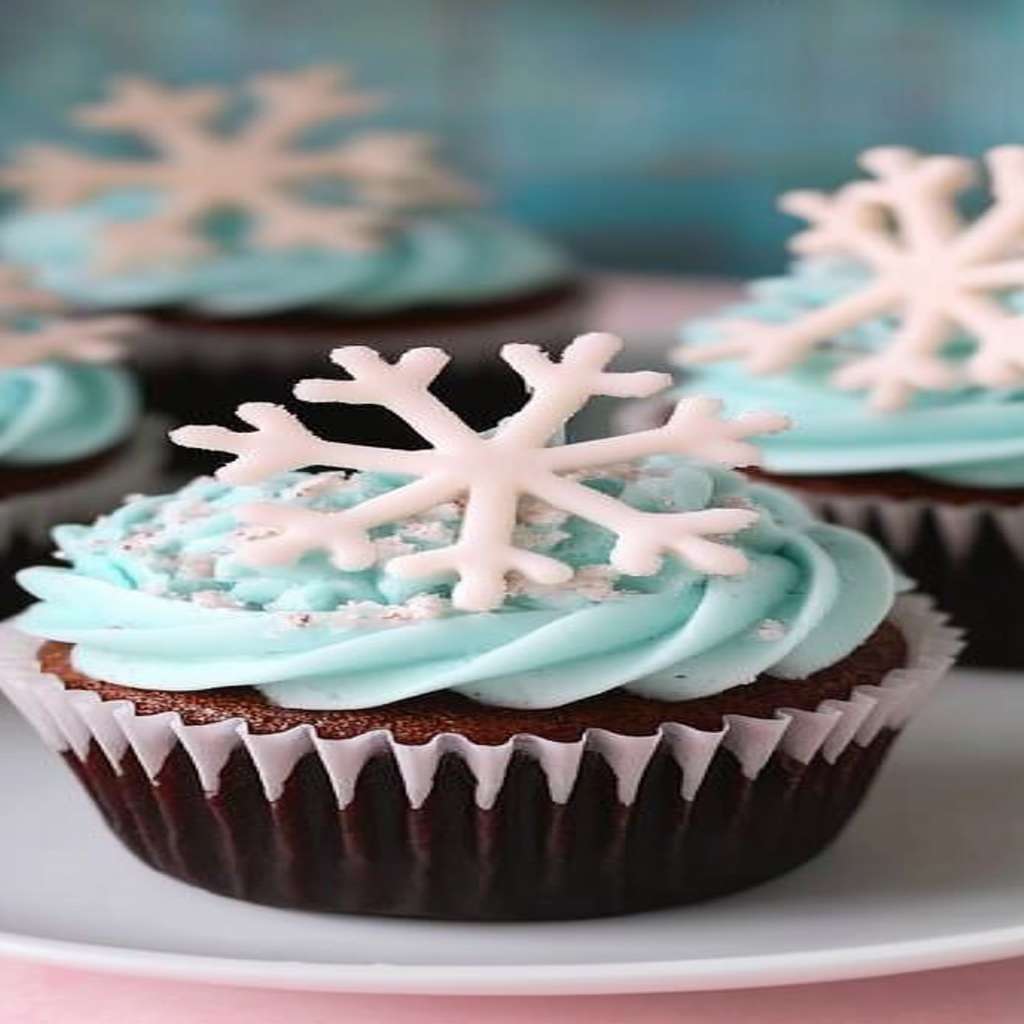 Recipe preparation for Almond Snowflake Cupcakes