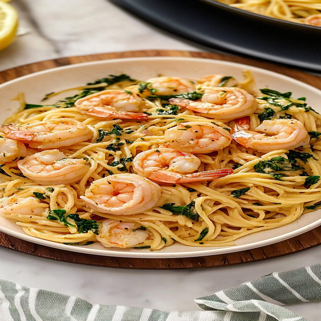 Recipe preparation for 30-Minute Lemon Garlic Shrimp Pasta