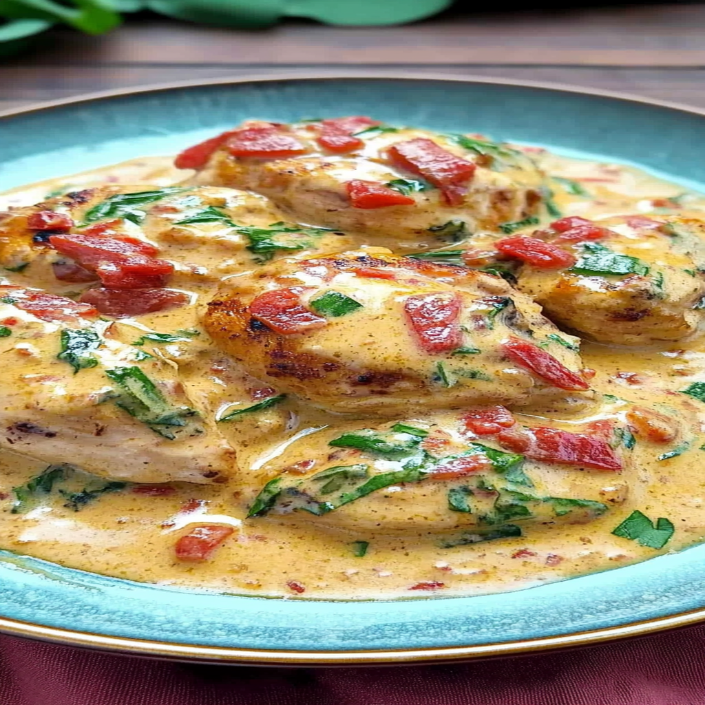 Recipe preparation for Slow Cooker Creamy Tuscan Chicken
