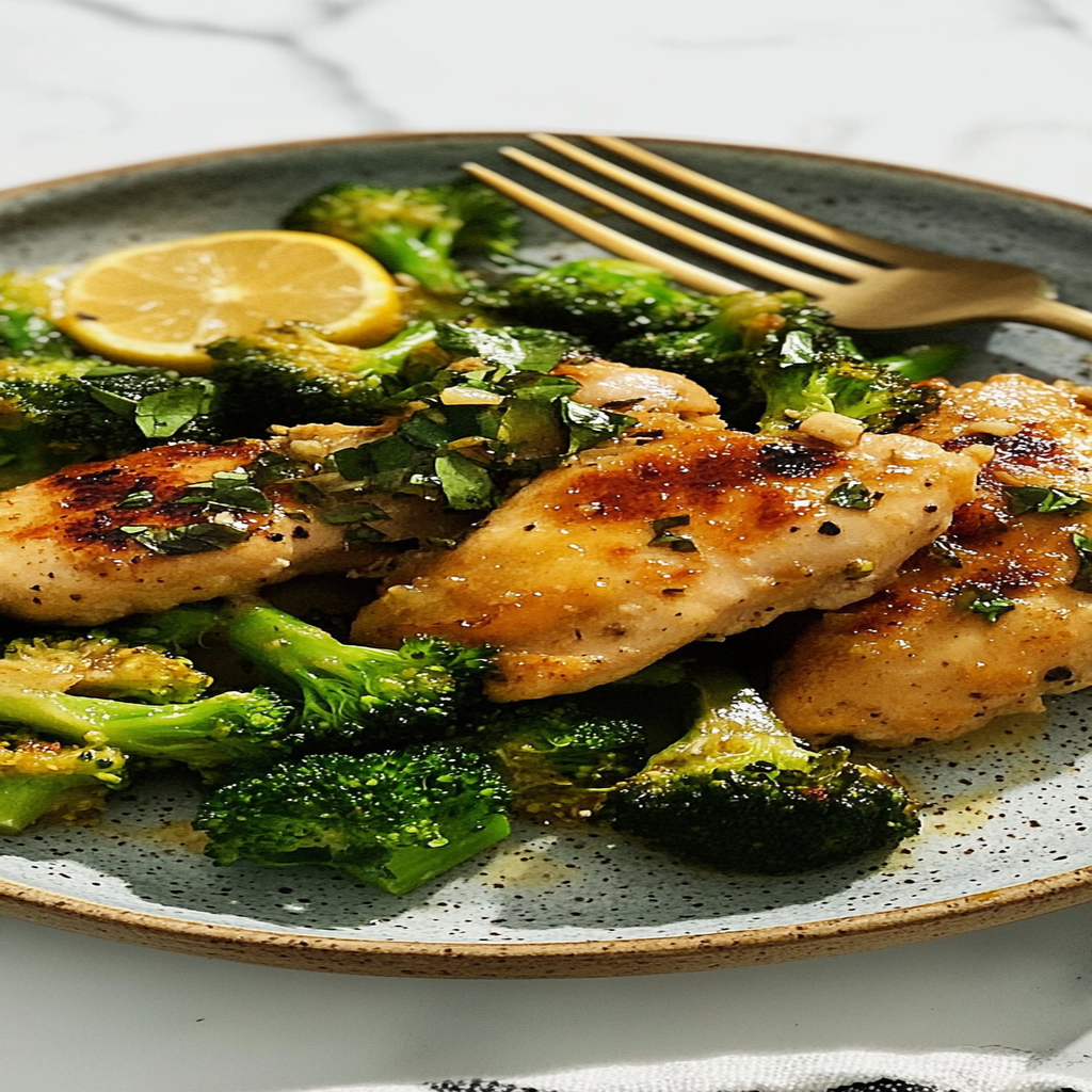 Recipe preparation for Sheet Pan Garlic Butter Chicken and Broccoli