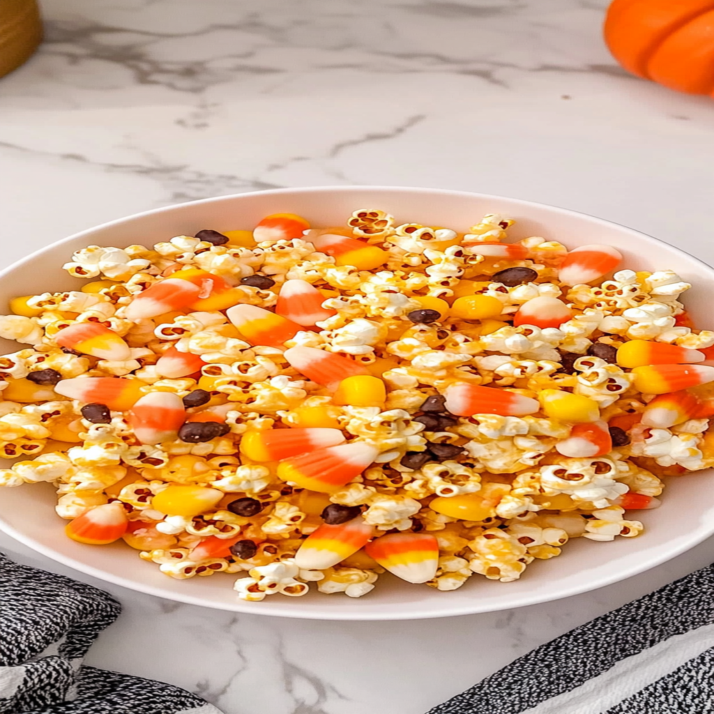 Recipe preparation for Candy Corn Popcorn