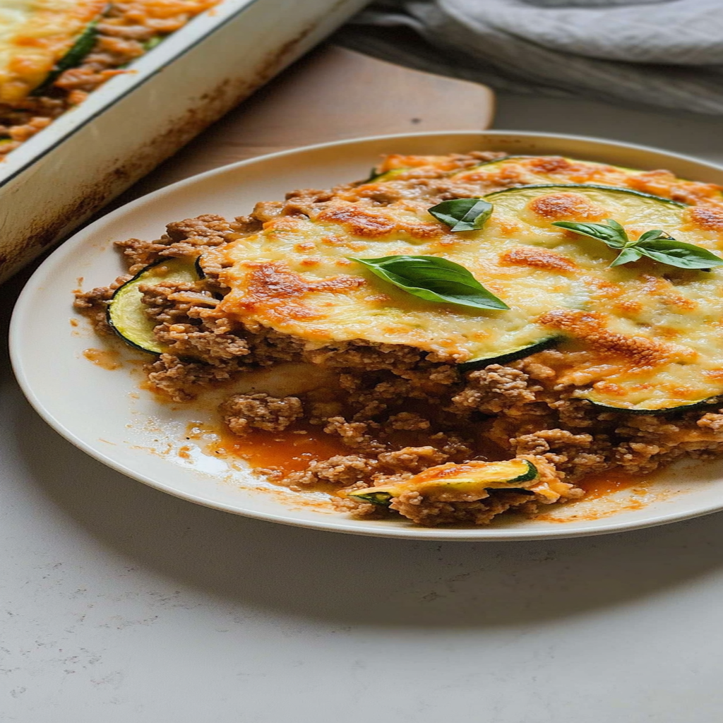 Recipe preparation for Low-Carb Ground Beef Zucchini Bake