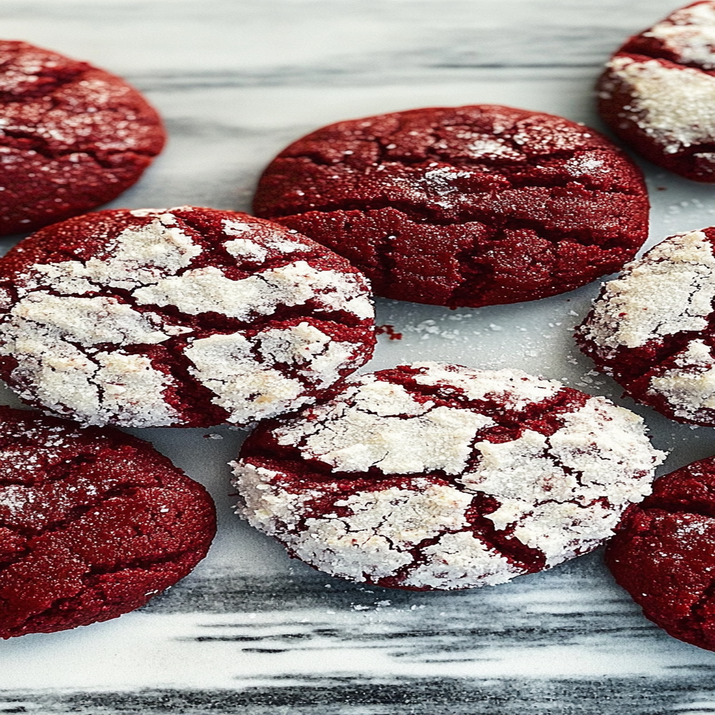 Recipe preparation for Red Velvet Crinkle Cookies