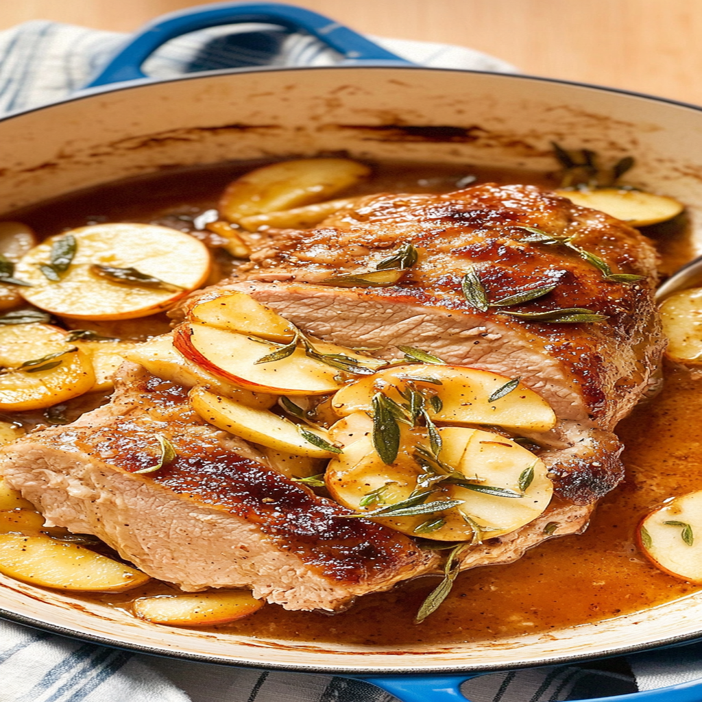 Recipe preparation for Cinnamon Apple Pork Roast with Sage