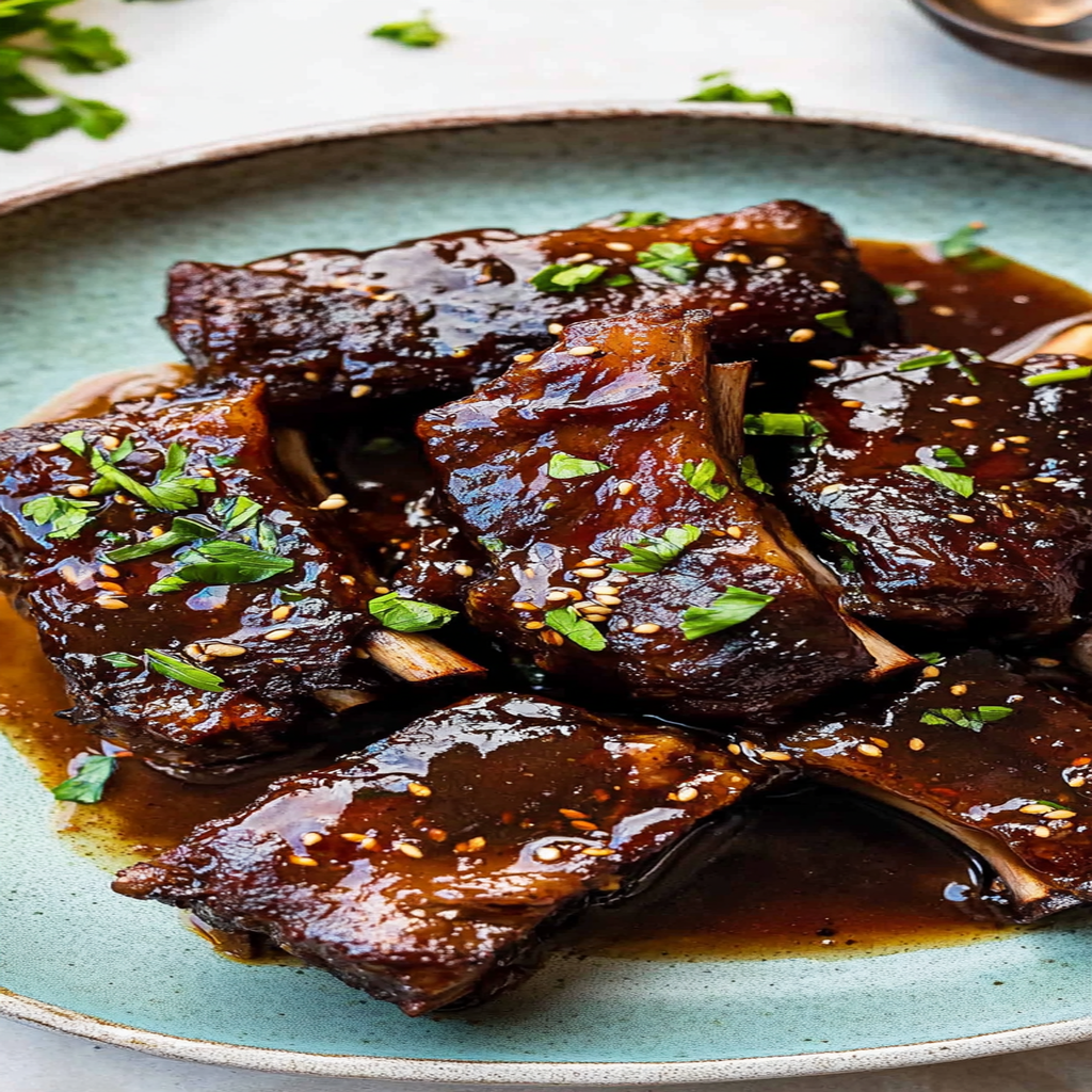 Recipe preparation for Honey Garlic Short Ribs with Star Anise