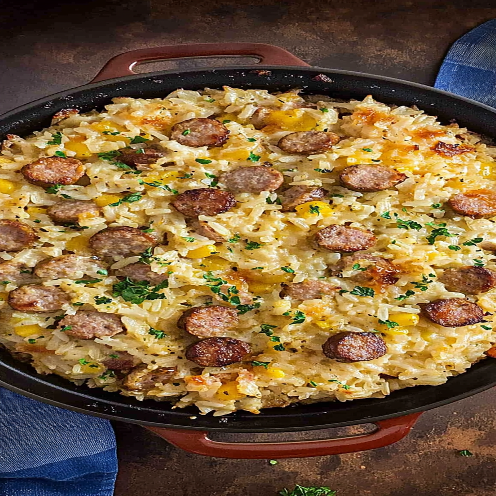 Recipe preparation for Instant Pot Sausage and Rice Casserole