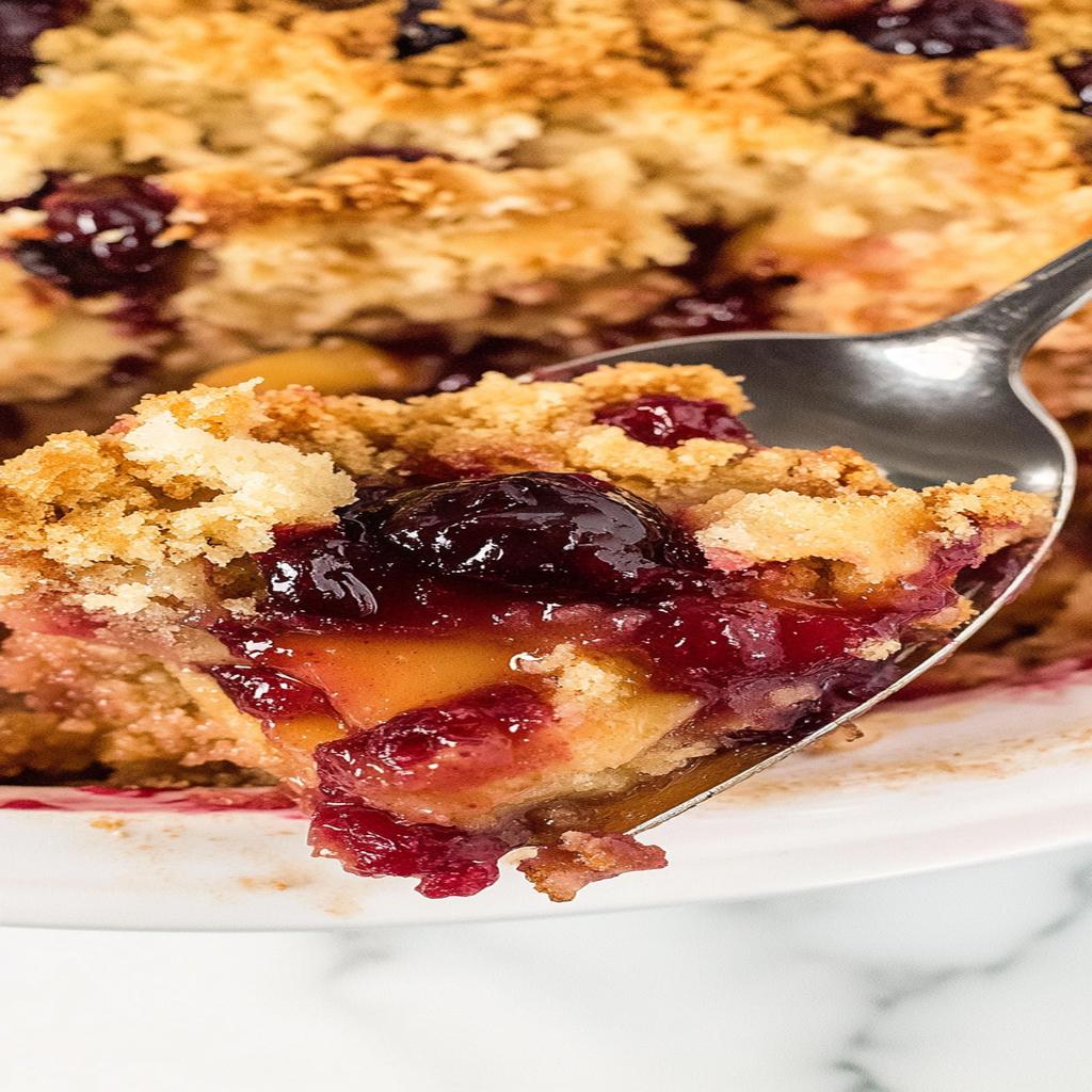 Recipe preparation for Apple Cranberry Christmas Dump Cake