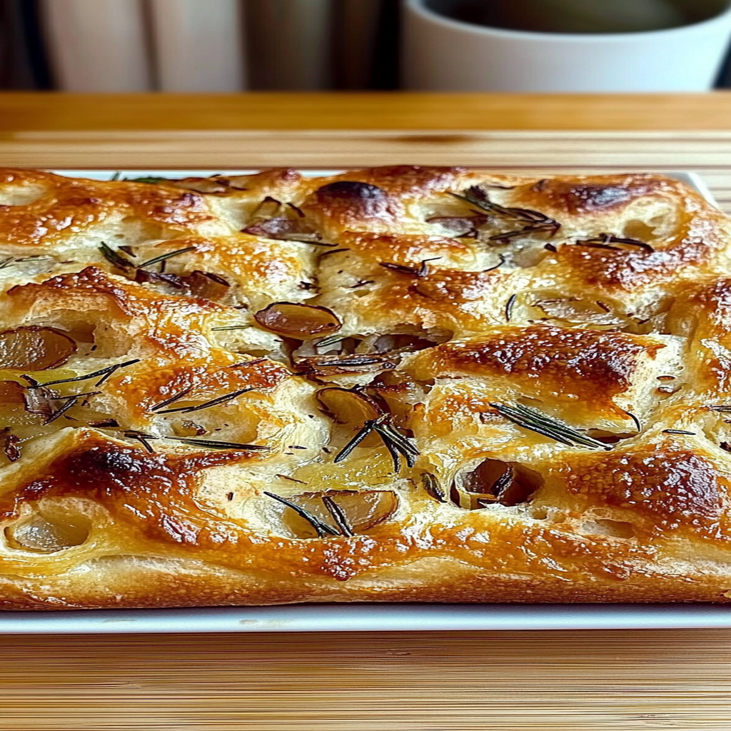 Recipe preparation for Rosemary Focaccia with Onions