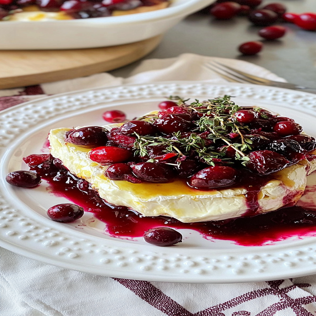 Recipe preparation for Baked Brie with Cranberries