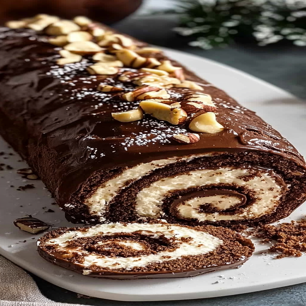 Recipe preparation for Chocolate Hazelnut Yule Log