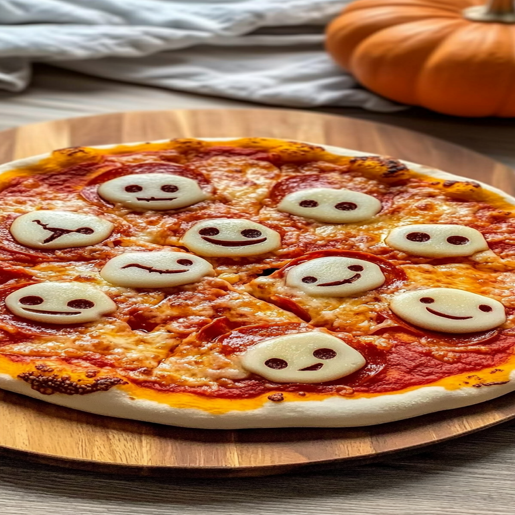 Recipe preparation for Halloween Pizza Faces