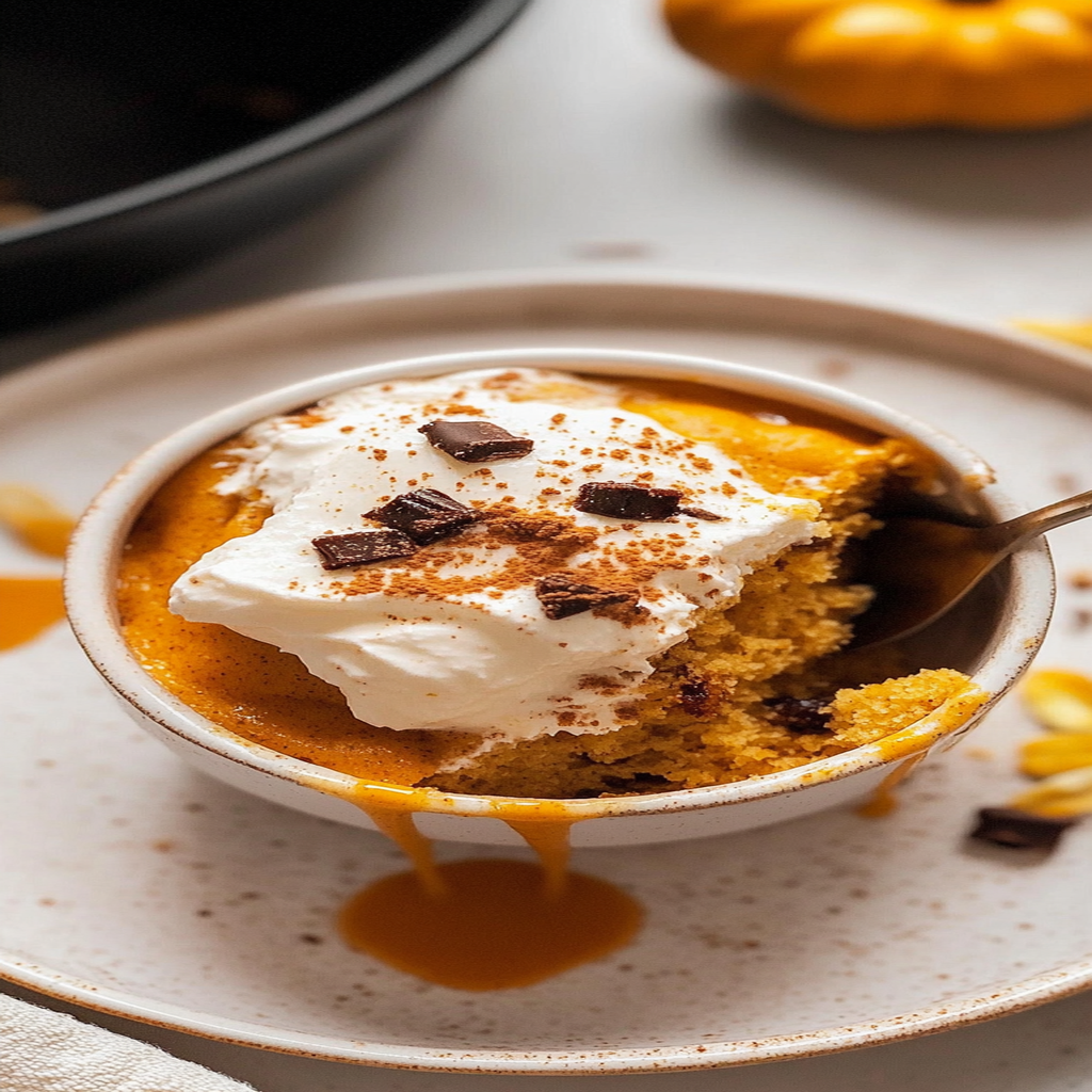 Recipe preparation for Pumpkin Marshmallow Mug Cake