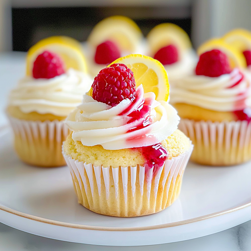 Recipe preparation for Lemon Raspberry Cupcakes