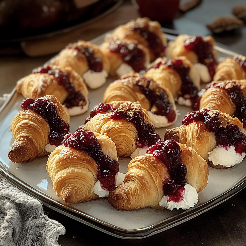 Recipe preparation for Cranberry Cream Cheese Crescent Bites