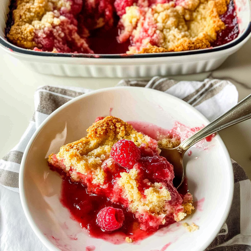 Recipe preparation for Raspberry Dump Cake