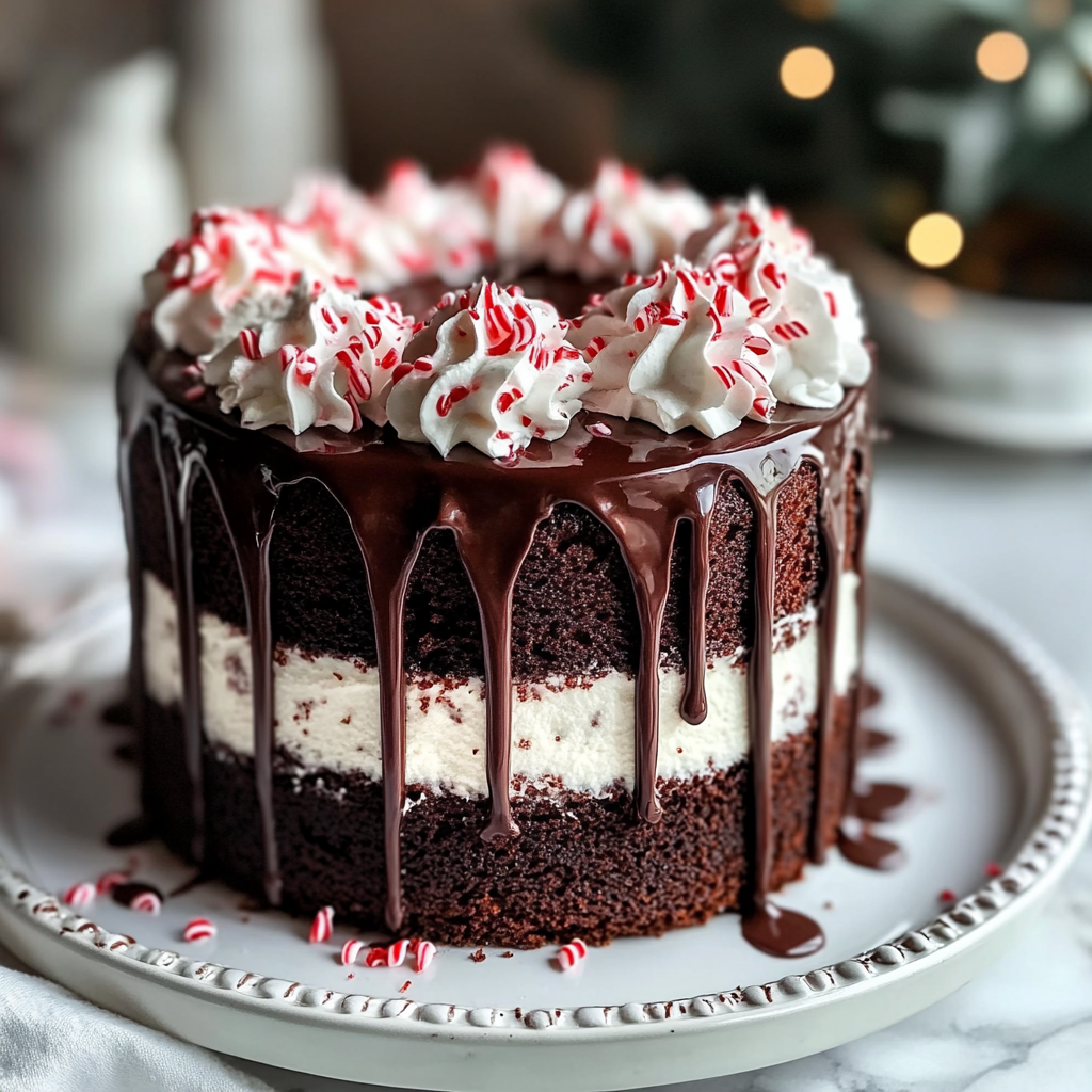 Recipe preparation for Peppermint Hot Chocolate Cake