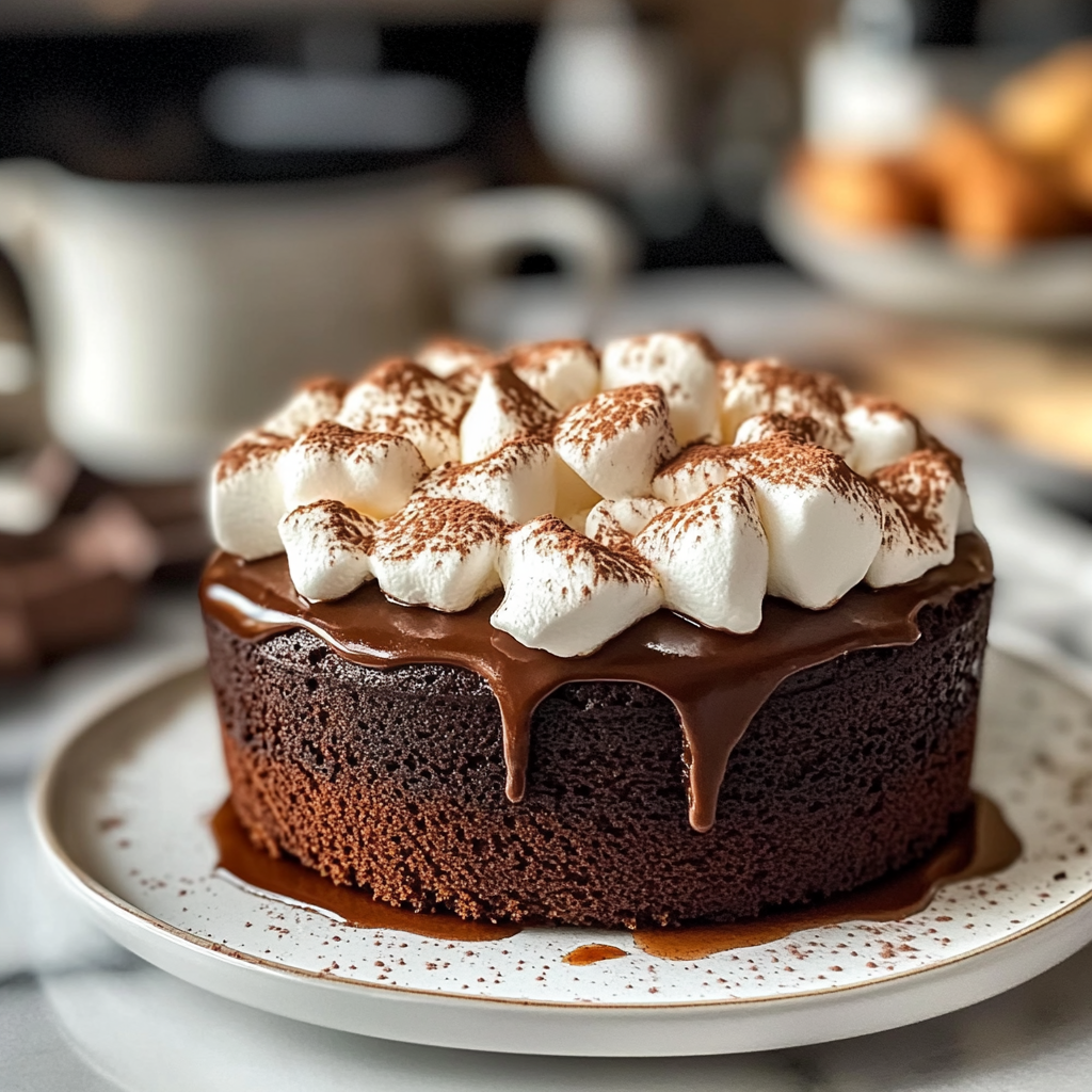 Recipe preparation for Hot Chocolate Cake With Whipped Marshmallow