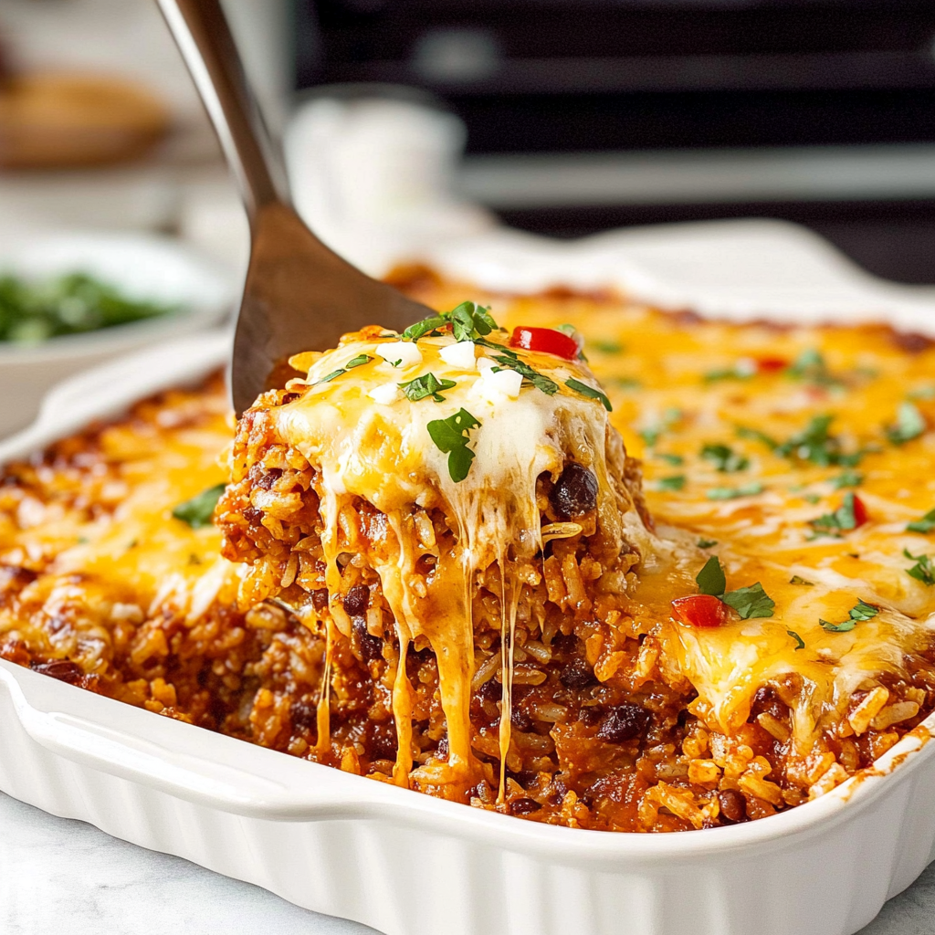 Recipe preparation for Taco Rice Casserole