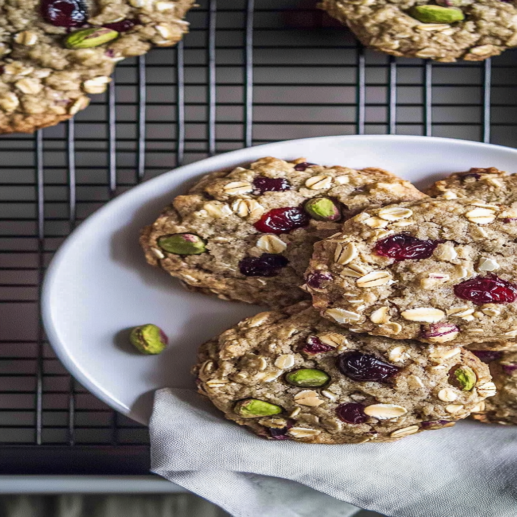 Recipe preparation for Cranberry Pistachio Oatmeal Cookies