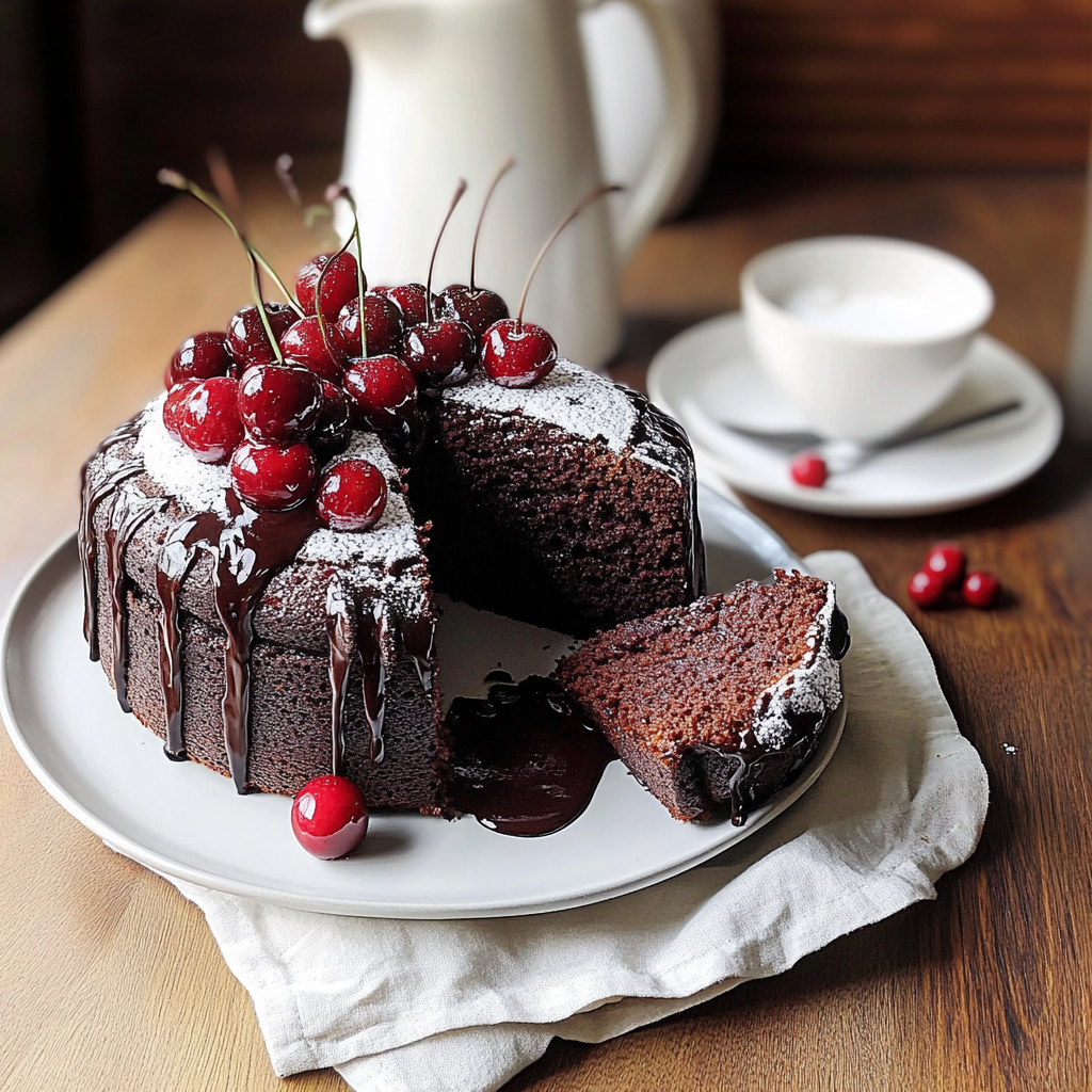 Recipe preparation for chocolate cherry cake