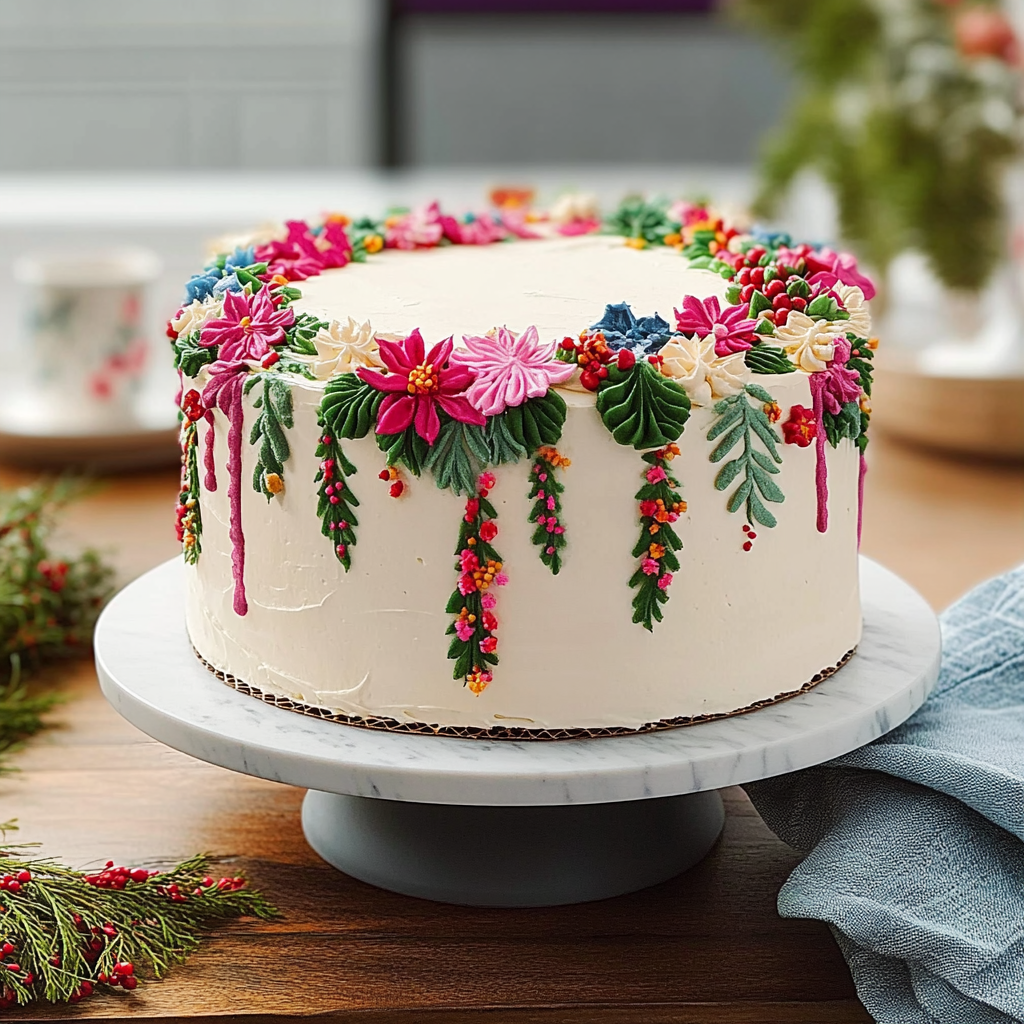 Recipe preparation for Christmas Floral Cake