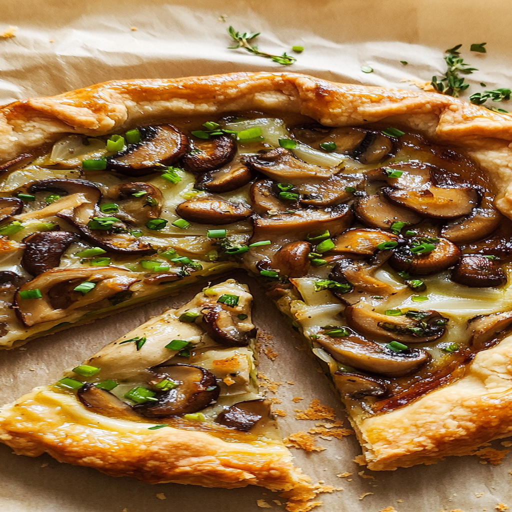 Recipe preparation for Mushroom & Leek Savory Tart