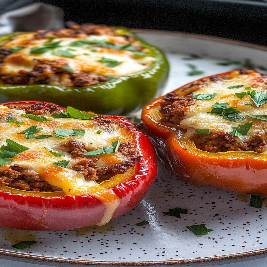 Recipe preparation for Ground Chicken Stuffed Peppers