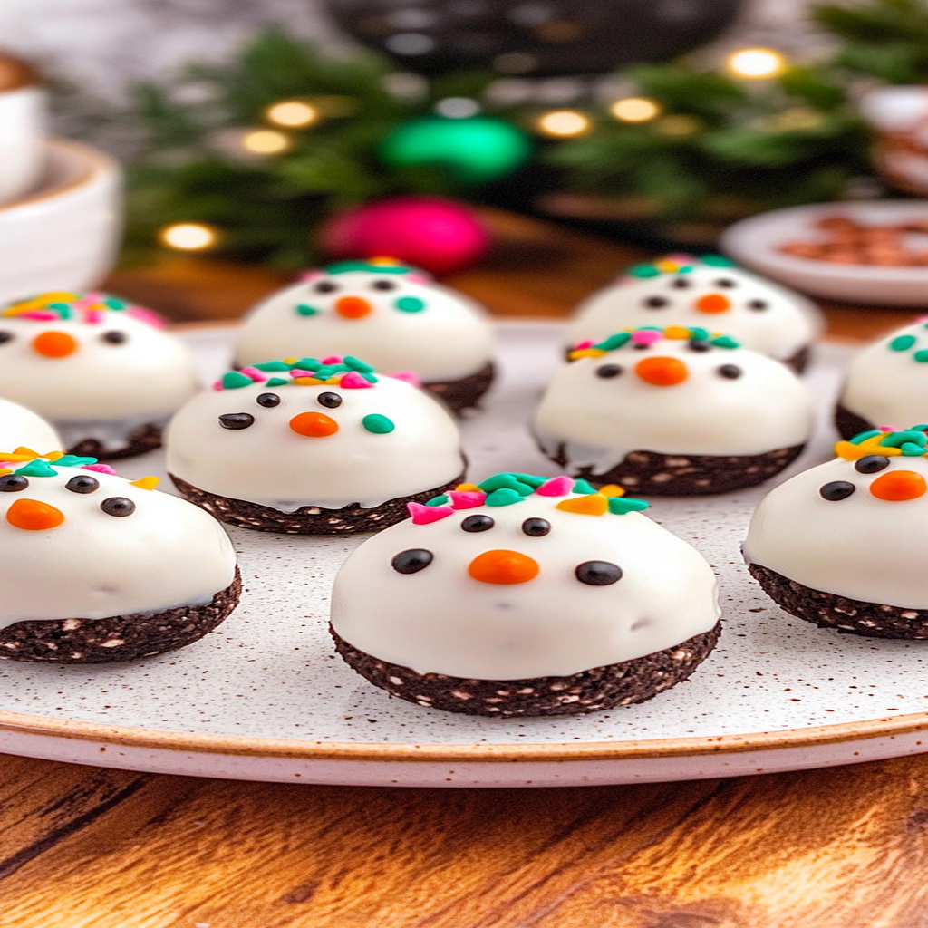Recipe preparation for Snowman Oreo Balls