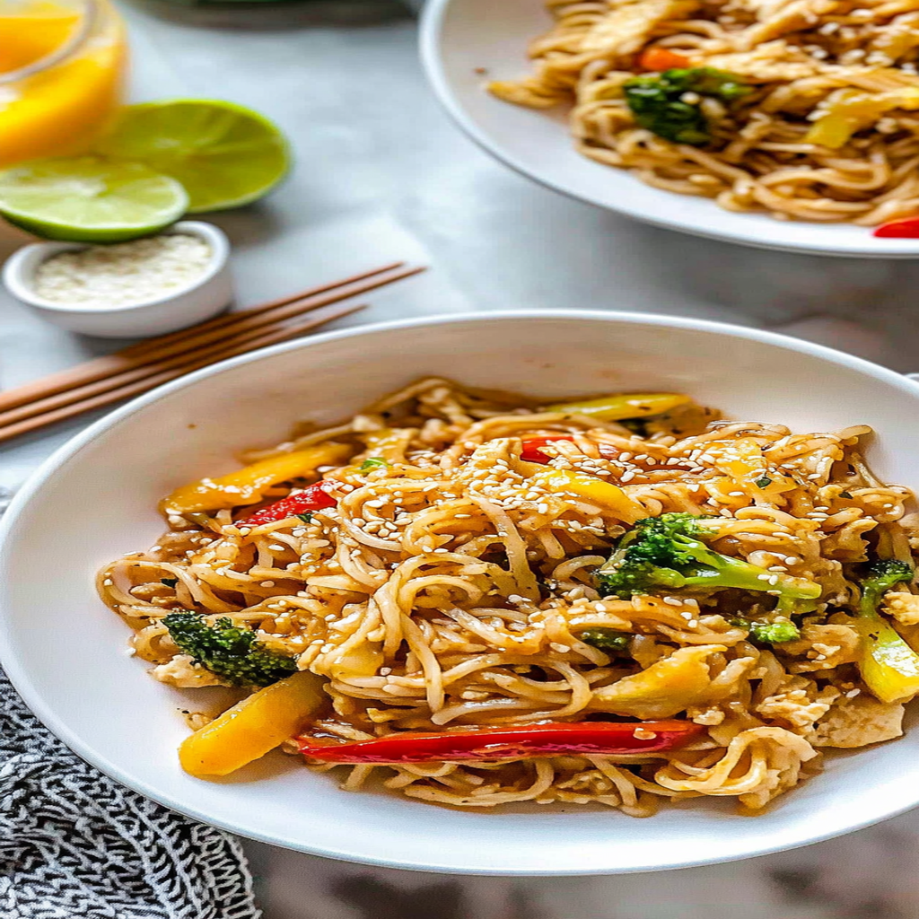 Recipe preparation for Honey Garlic Spicy Noodles