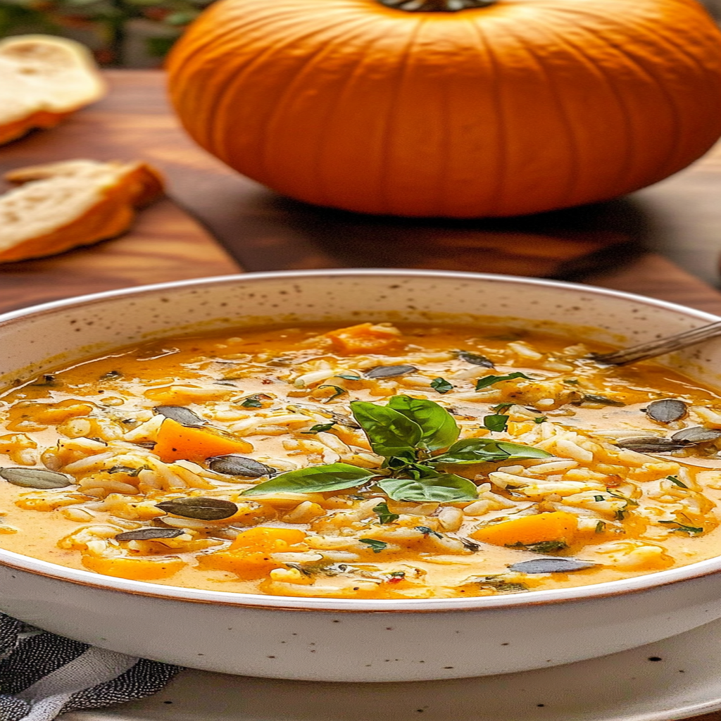 Recipe preparation for Turkey Pumpkin Curry Soup with Rice