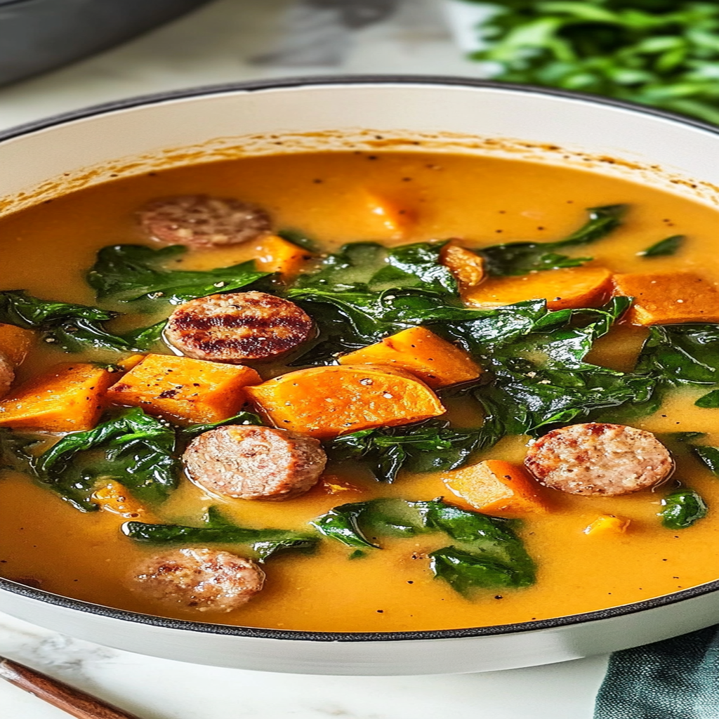 Recipe preparation for Sweet Potato Sausage Soup