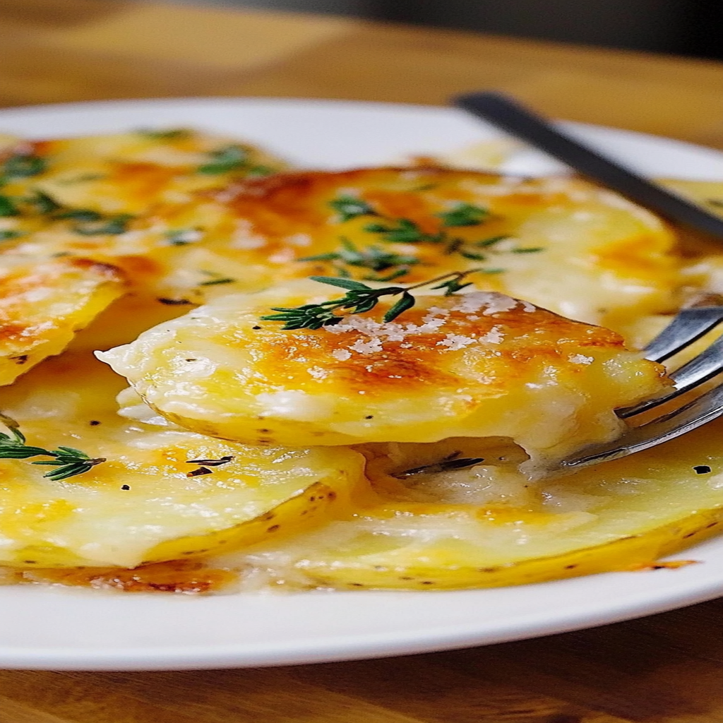 Recipe preparation for Cheesy Scalloped Potatoes