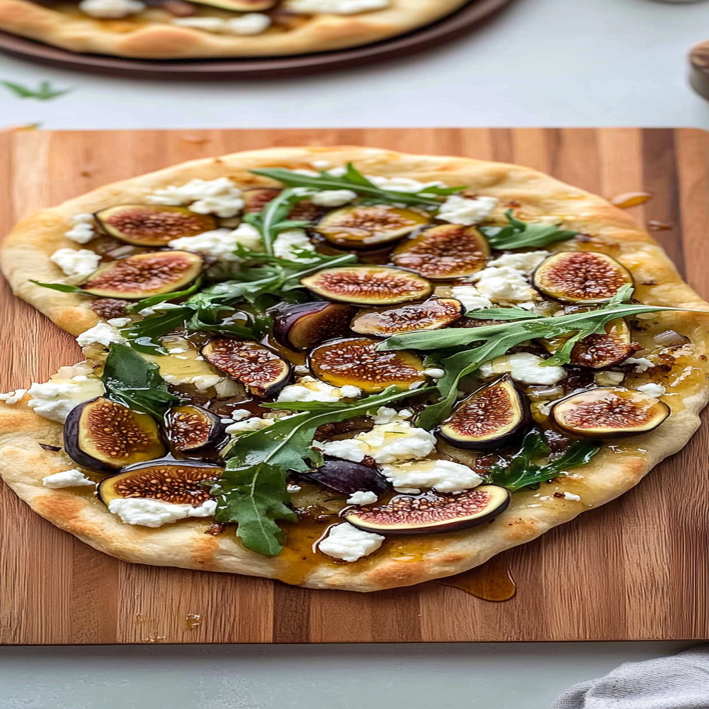 Recipe preparation for Fig & Goat Cheese Flatbread with Honey