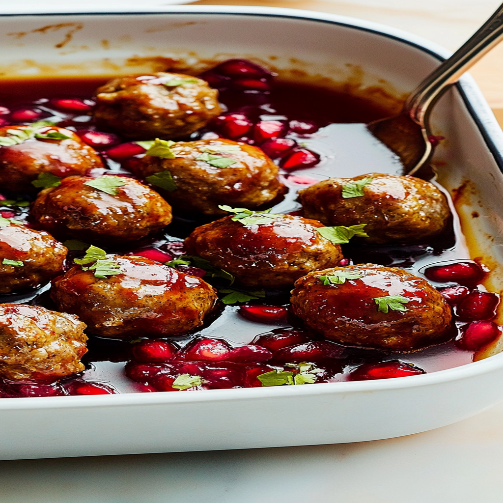 Recipe preparation for Pomegranate Glazed Meatballs